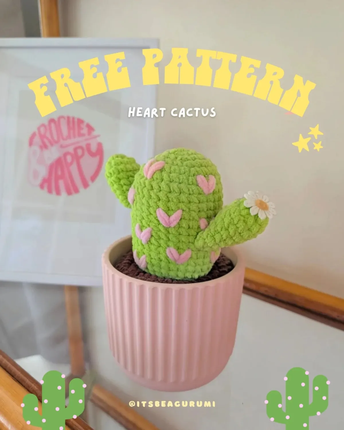 Free crochet pattern: Free Crochet Pattern: Heart Cactus Amigurumi