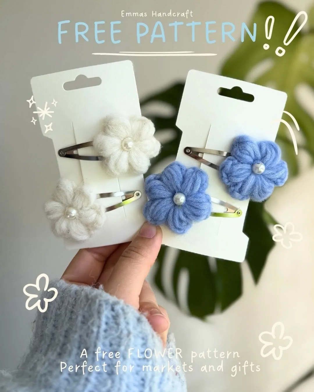 Free step-by-step accessories pattern for Crochet Flower Hair Clip Free Pattern
