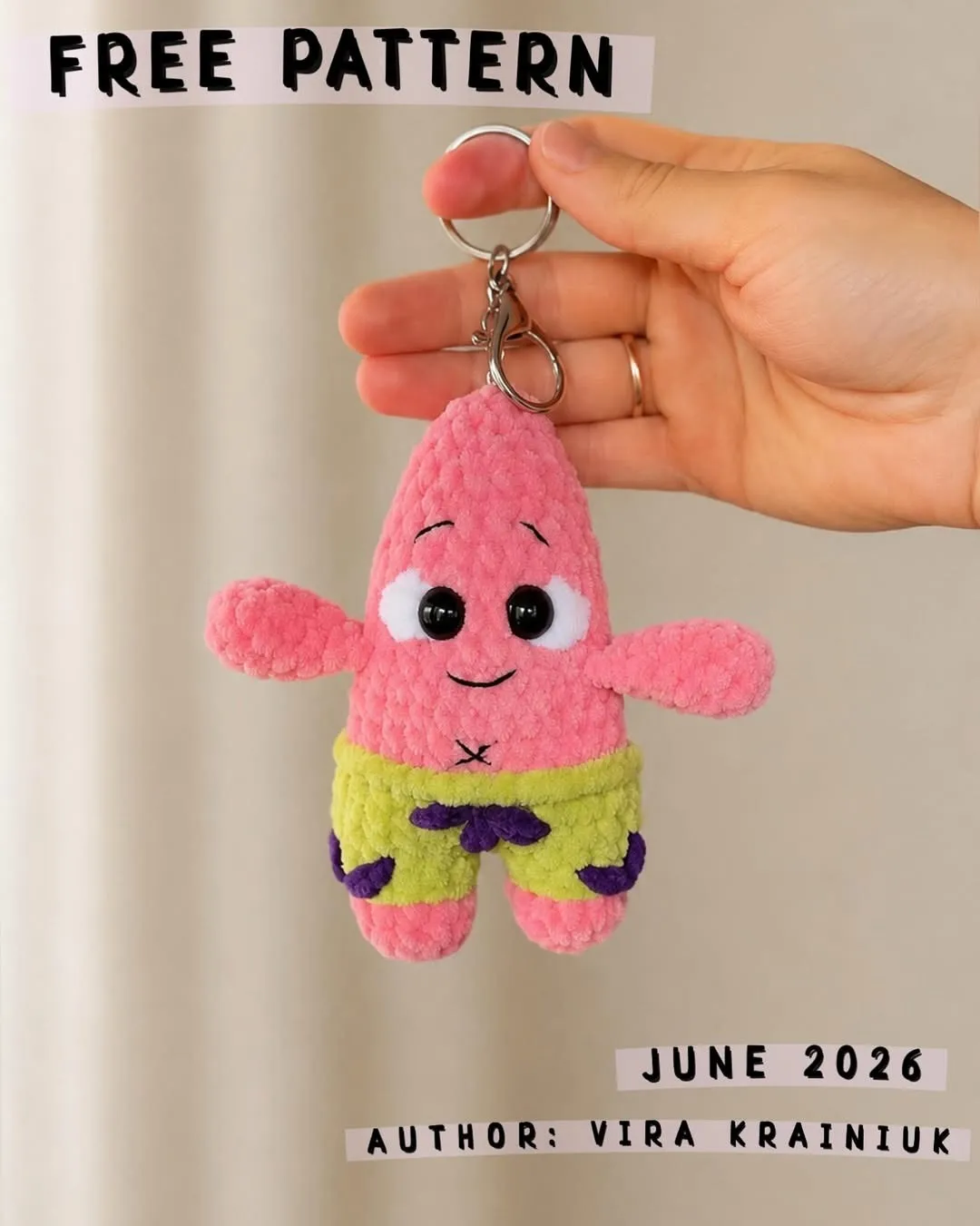 Free crochet pattern: Free Crochet Pattern: Patrick Star Amigurumi Keychain