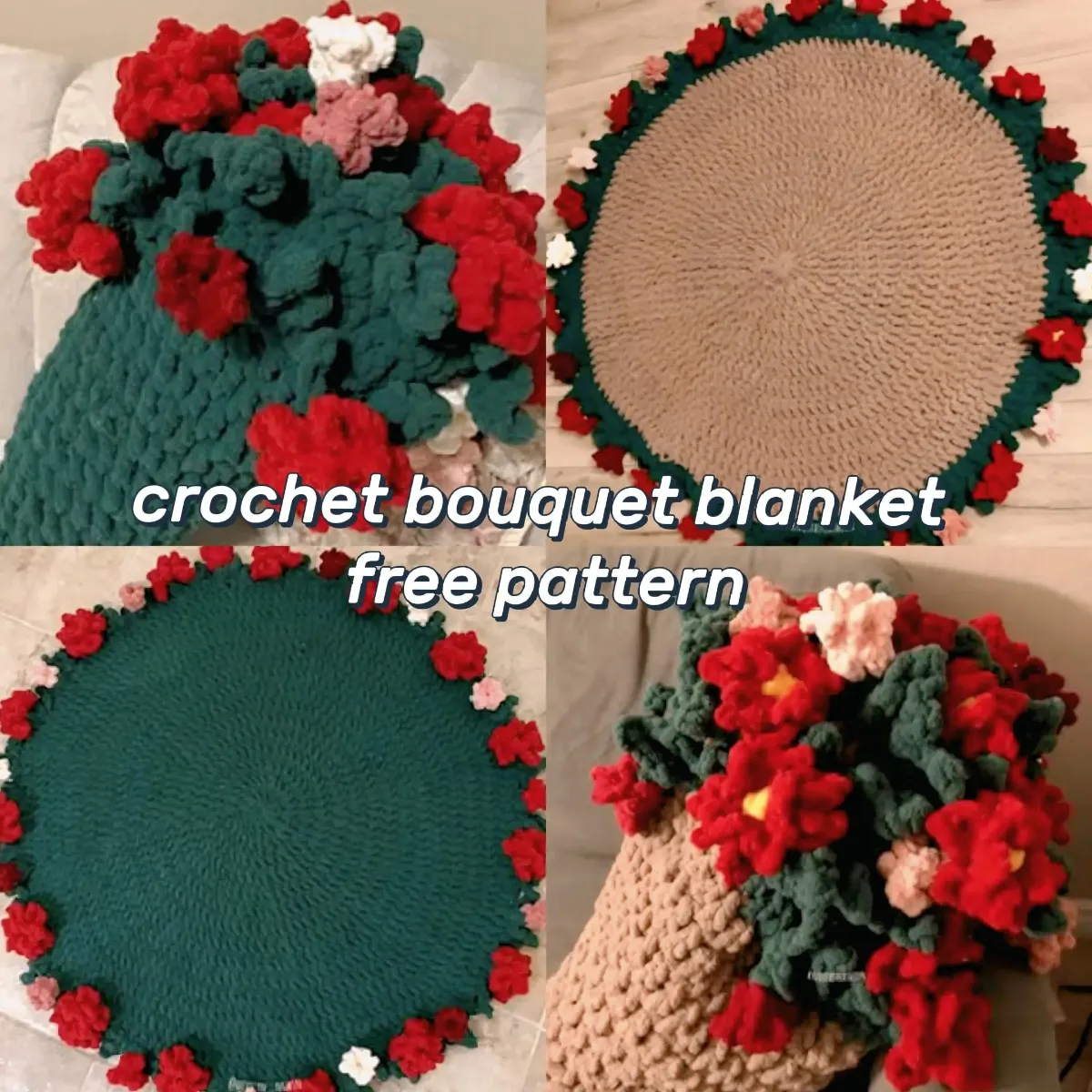 Free step-by-step blankets pattern for Crochet Bouquet Blanket Free Pattern