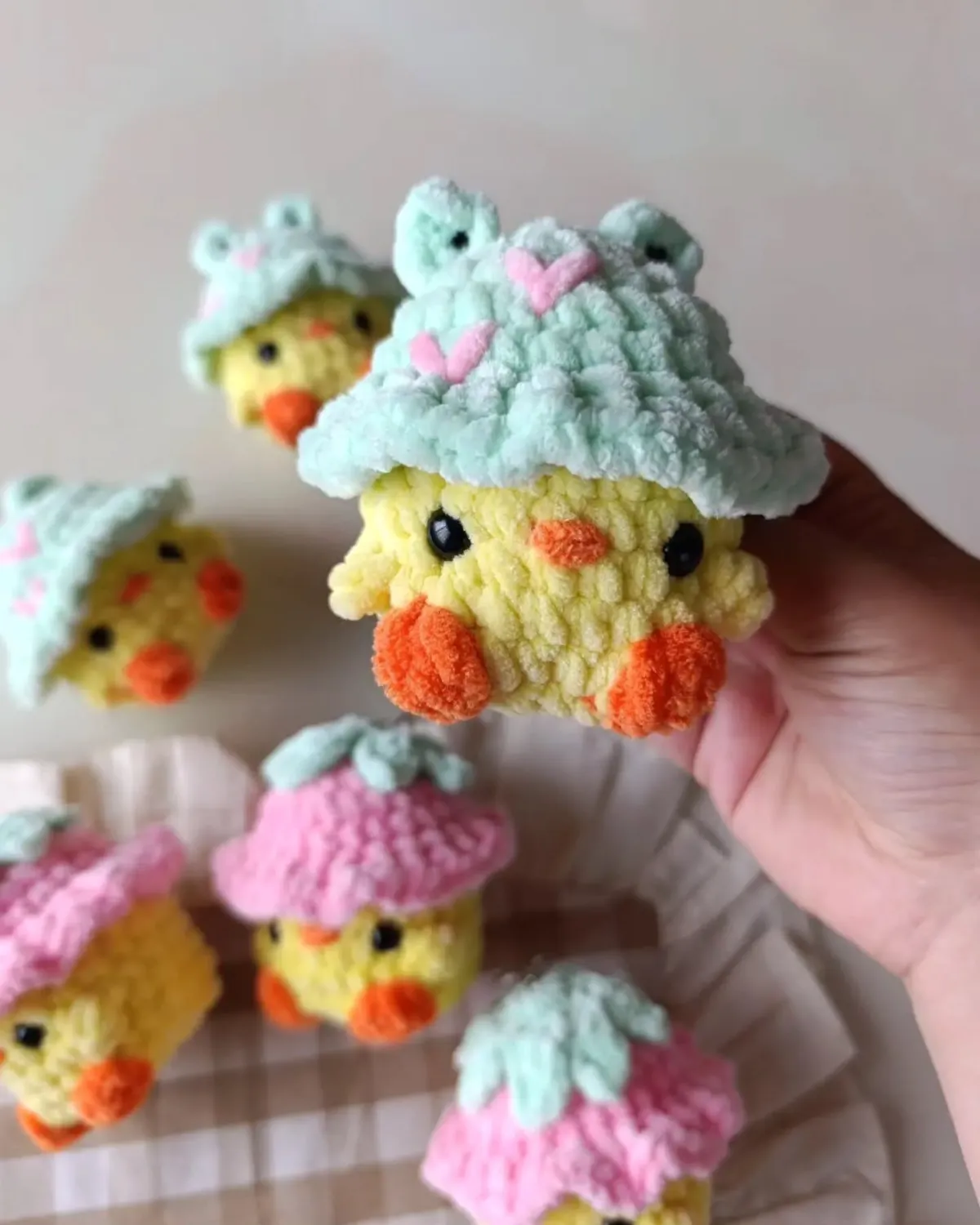 Free crochet pattern: Strawberry Hat Chick Amigurumi Free Pattern