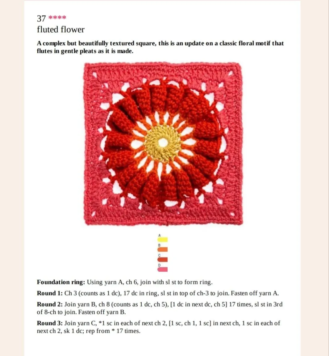 Free step-by-step accessories pattern for Granny Square Patterns: Fluted Flower, Spanish Lace & Fandango