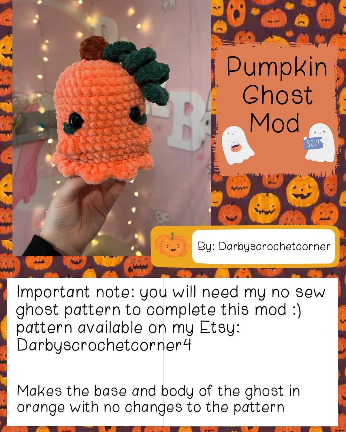Free crochet pattern: pumpkin ghost mod crochet pattern